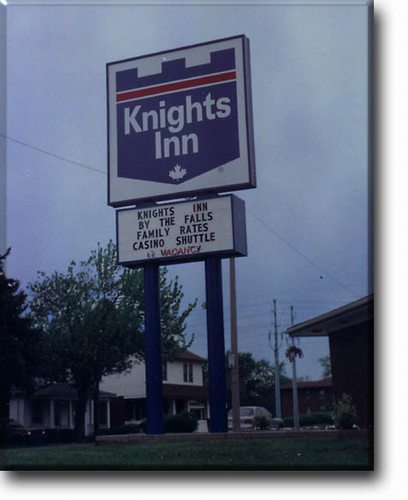 A 10' x 10' double sided Flex Face Pylon sign with reader board. Located in Niagara Falls, Ontario.